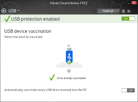 Showing the USB Vaccine module in Panda Cloud Antivirus Free